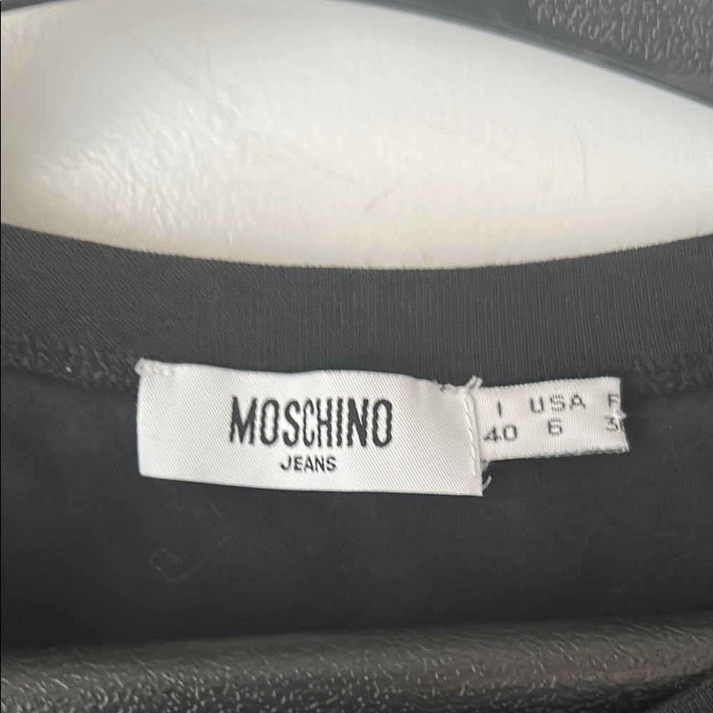 Moschino Black Fitted Embellished Short Sleeve Tee View 2
